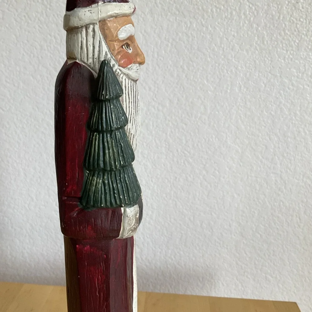 Vintage Primitive Figurine Pencil Tall Santa Claus Holiday Christmas Tree 13